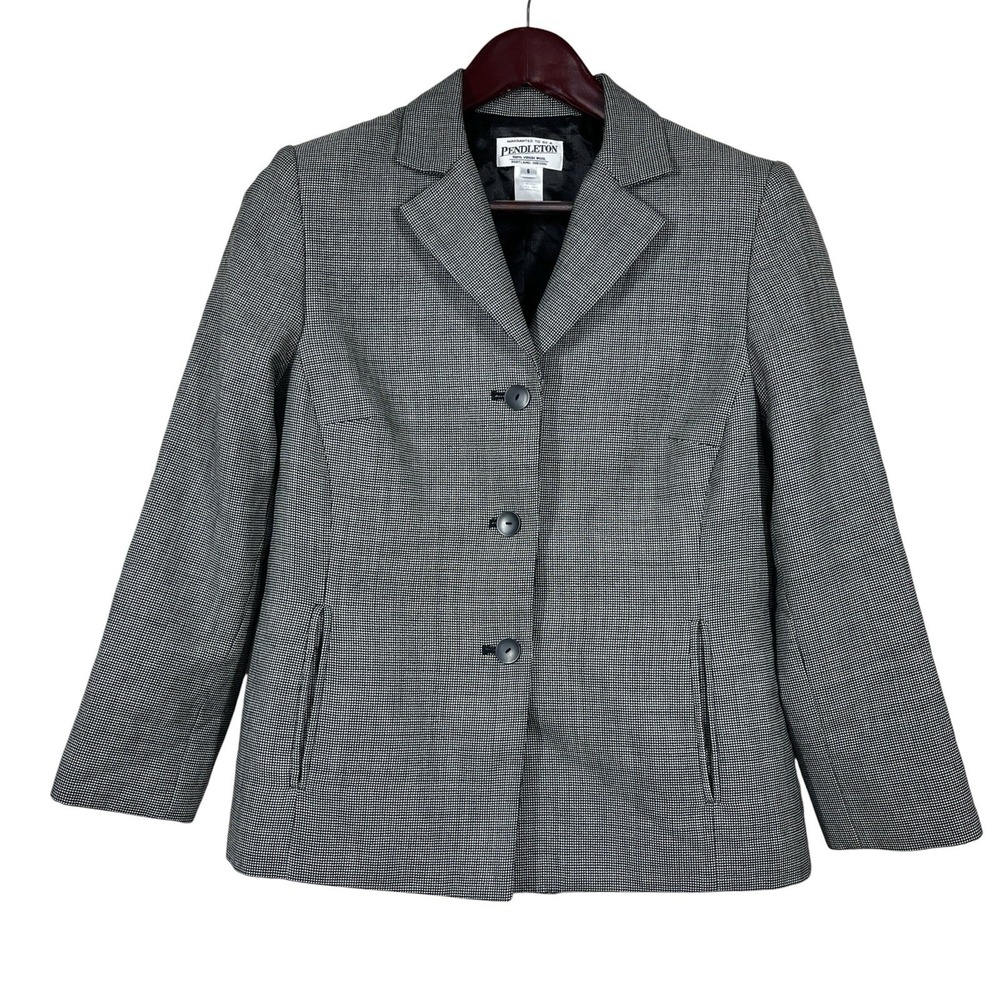 Pendleton Blazer Womens 8 100% Virgin Wool Lined 3 Button Jacket Heritage Office
